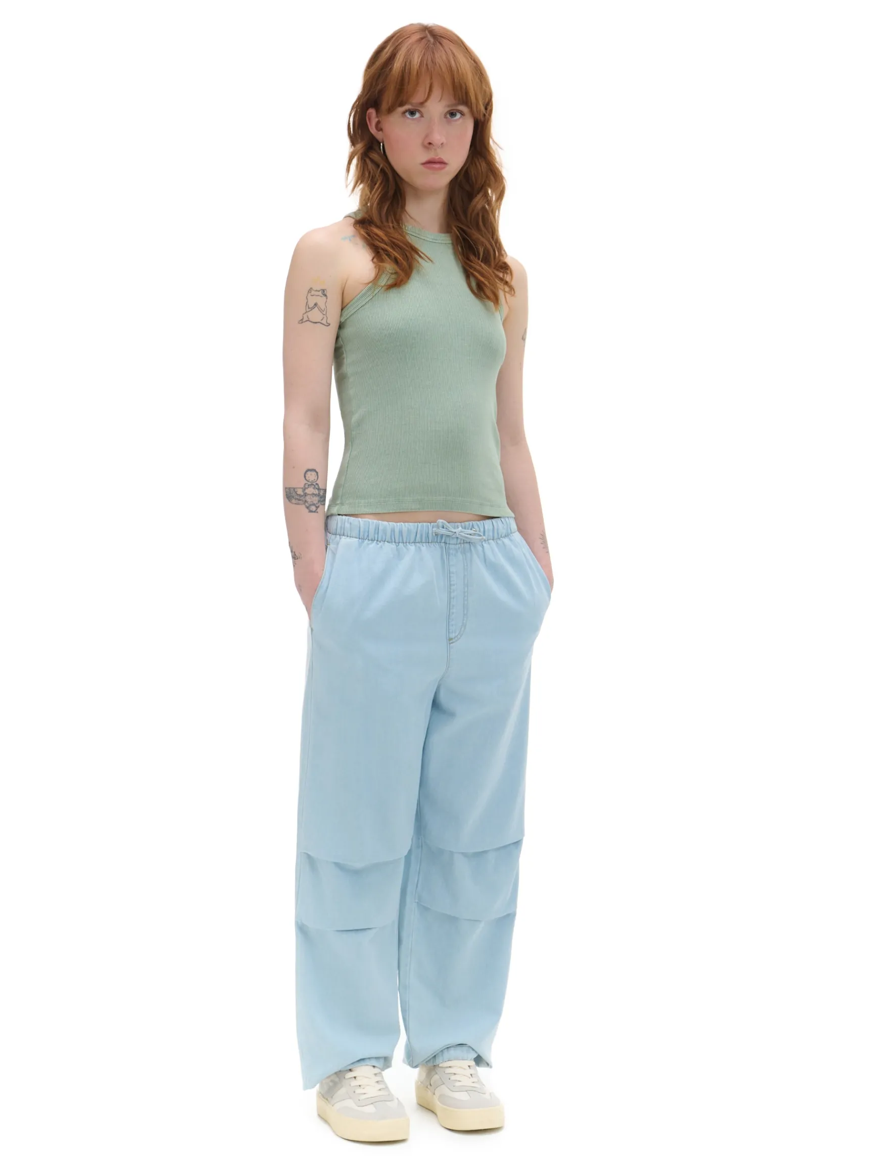 New Cropp Jasnoe jeansy parachute niebieski