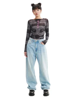 New Cropp Jasnoe jeansy wide leg niebieski