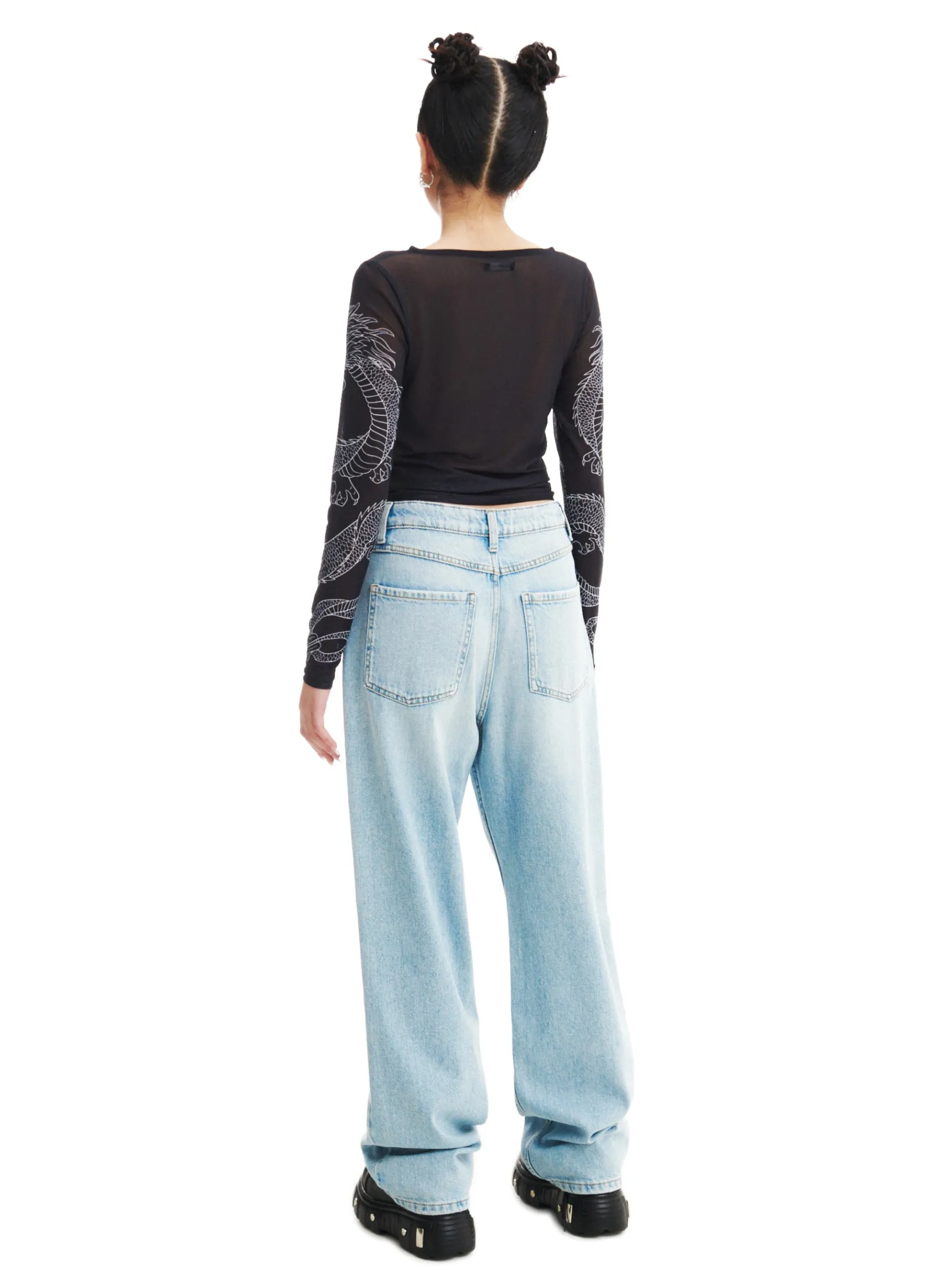 New Cropp Jasnoe jeansy wide leg niebieski