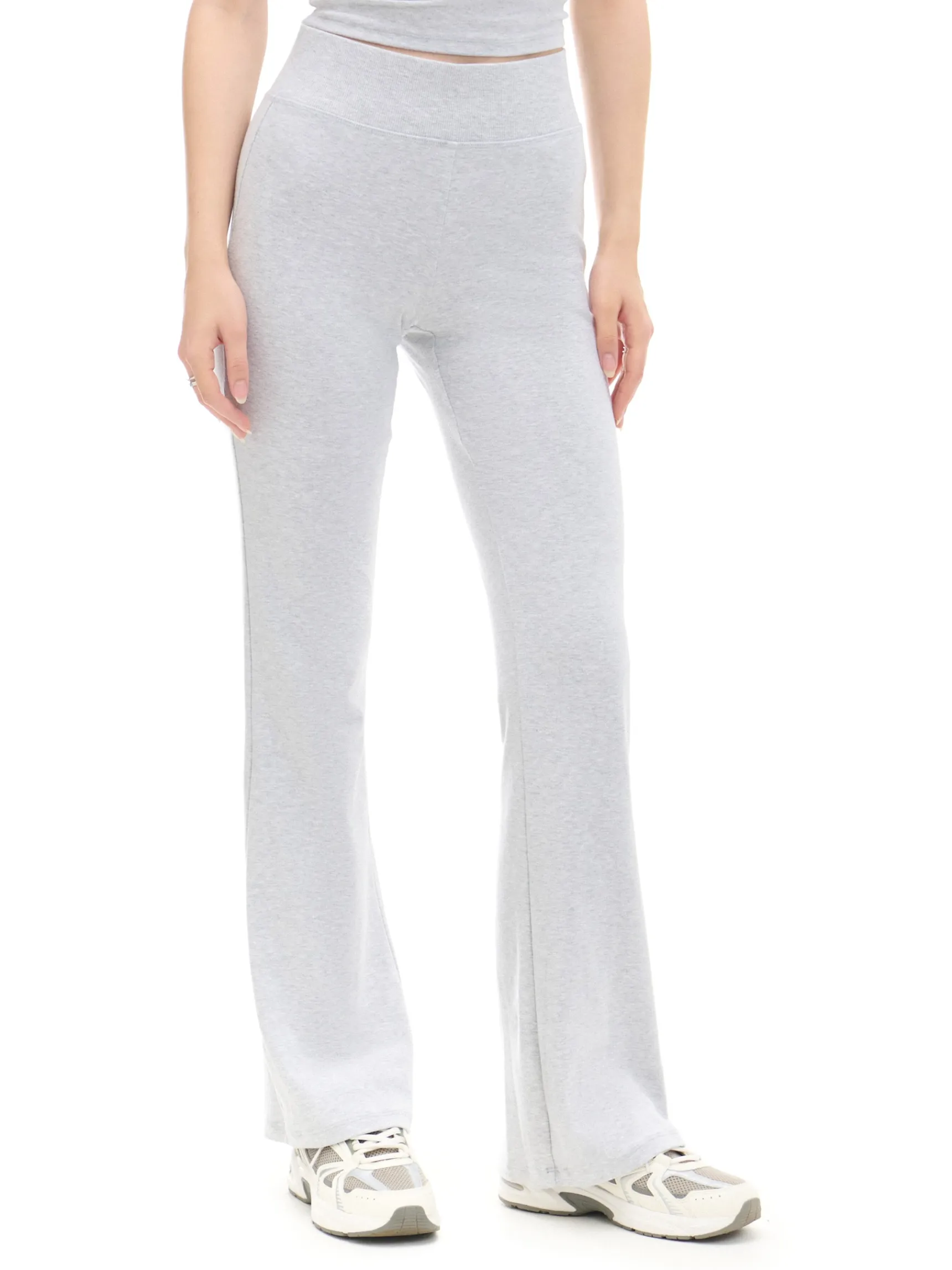 Sale Cropp Jasnoszare dresy typu flare jasnyszary