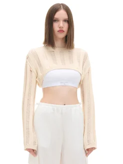 Fashion Cropp Jasny krótki sweter kremowy