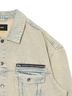 Sale Cropp Jeansowa kurtka katanka oversize jasnyszary
