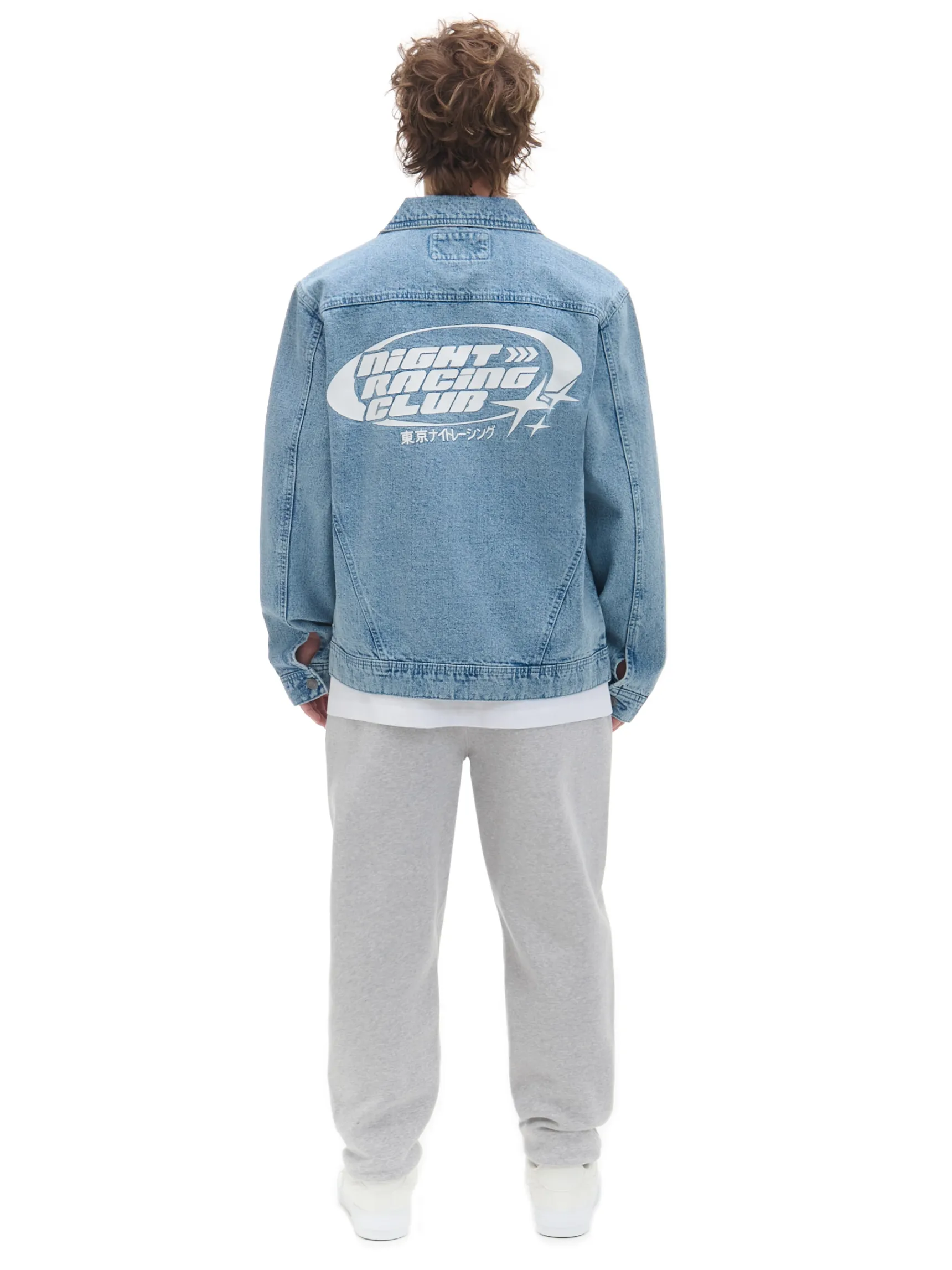 Clearance Cropp Jeansowa kurtka z nadrukami niebieski