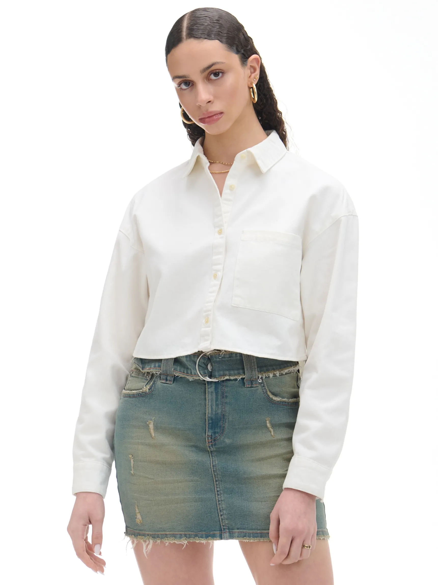 Fashion Cropp Jeansowa spódnica mini niebieski