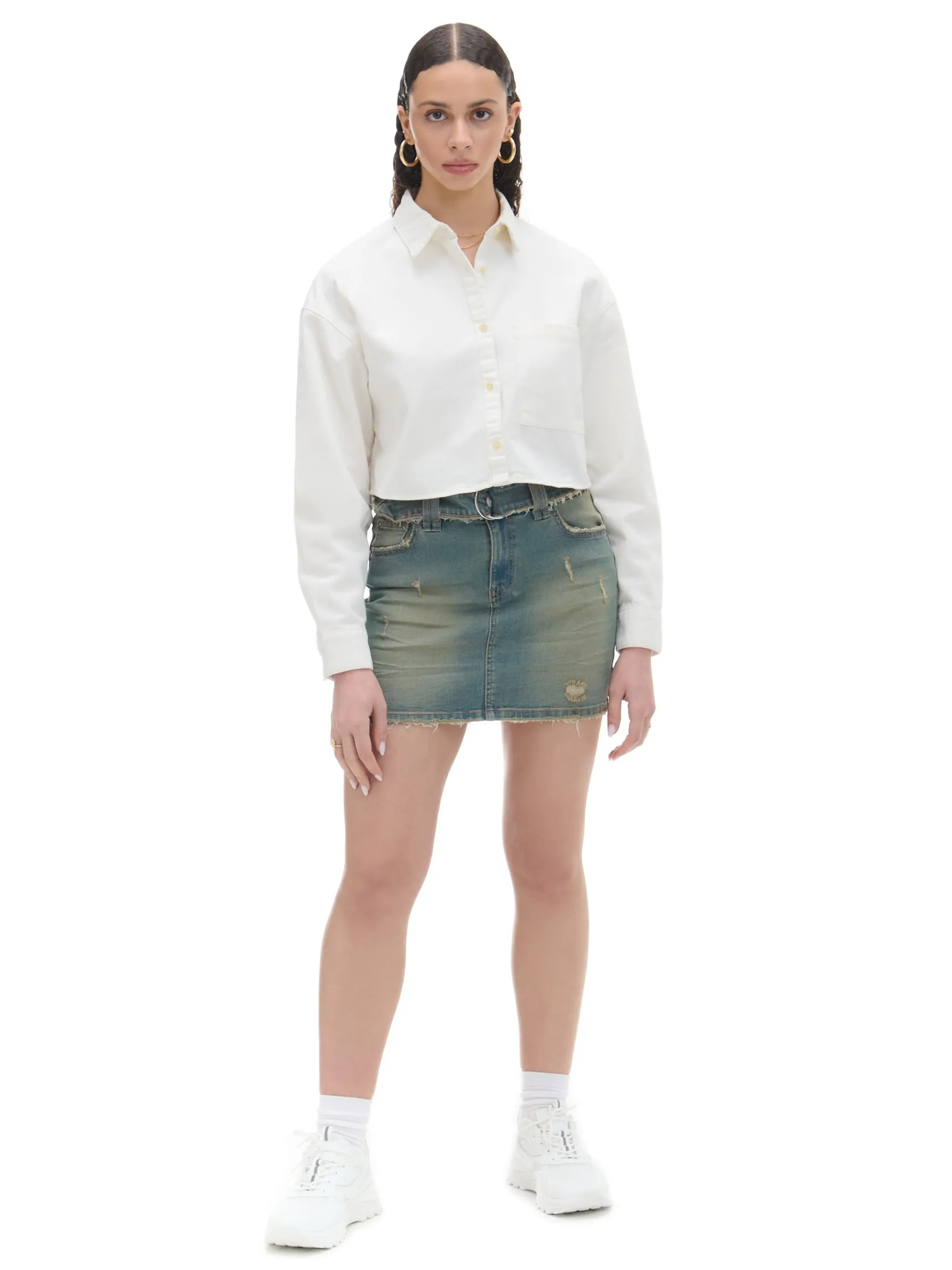 Fashion Cropp Jeansowa spódnica mini niebieski