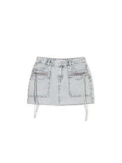 Clearance Cropp Jeansowa spódnica mini jasnyszary