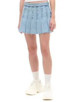 Best Cropp Jeansowa spódniczka z zakładkami błękitny