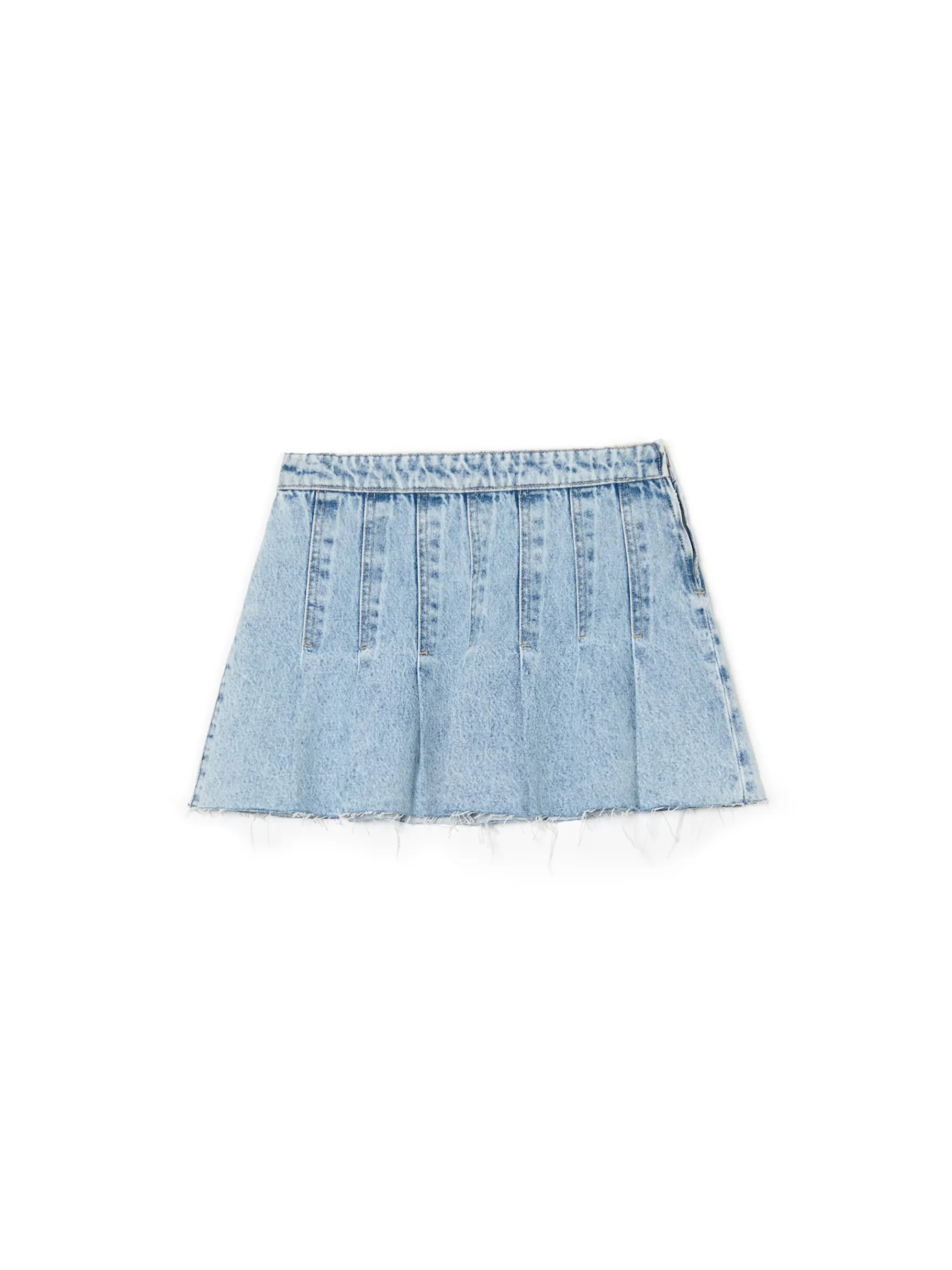 Best Cropp Jeansowa spódniczka z zakładkami błękitny