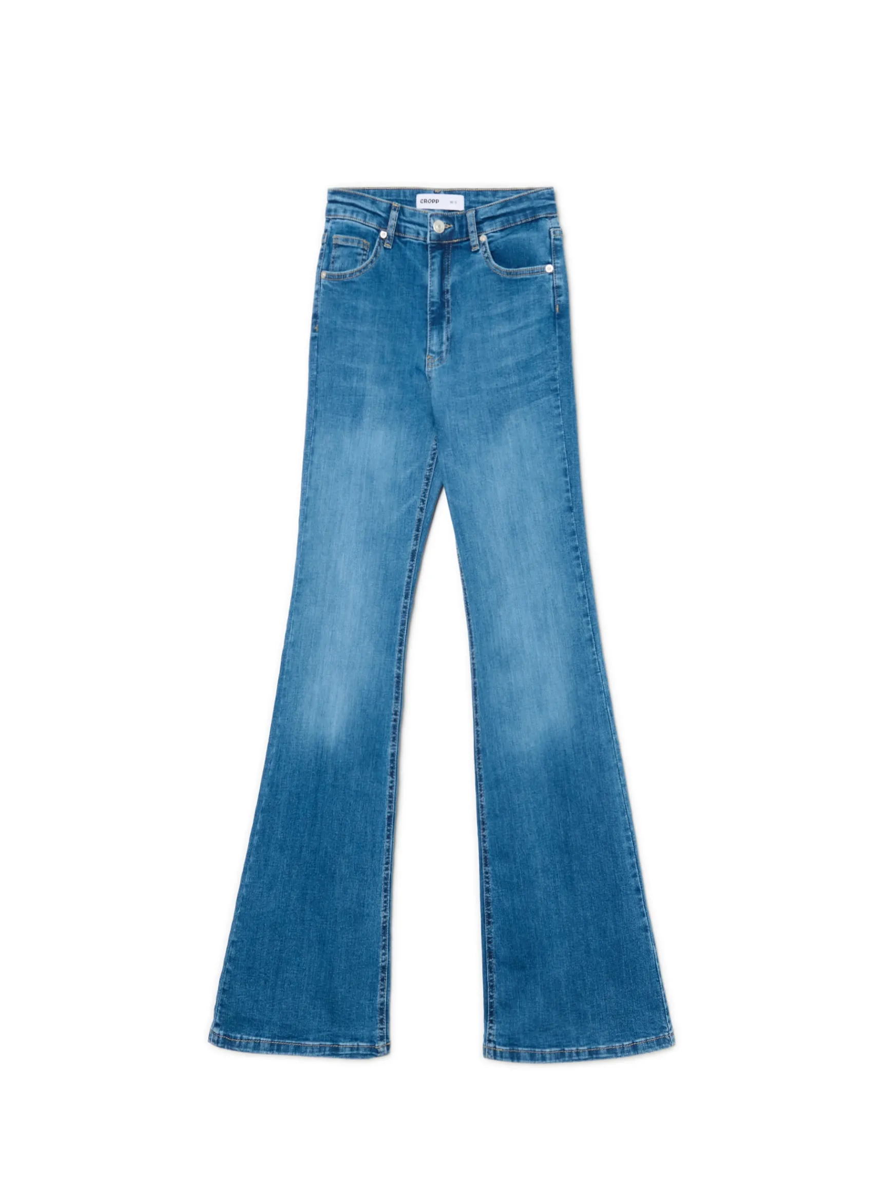 Outlet Cropp Jeansowe spodnie slim flare niebieski