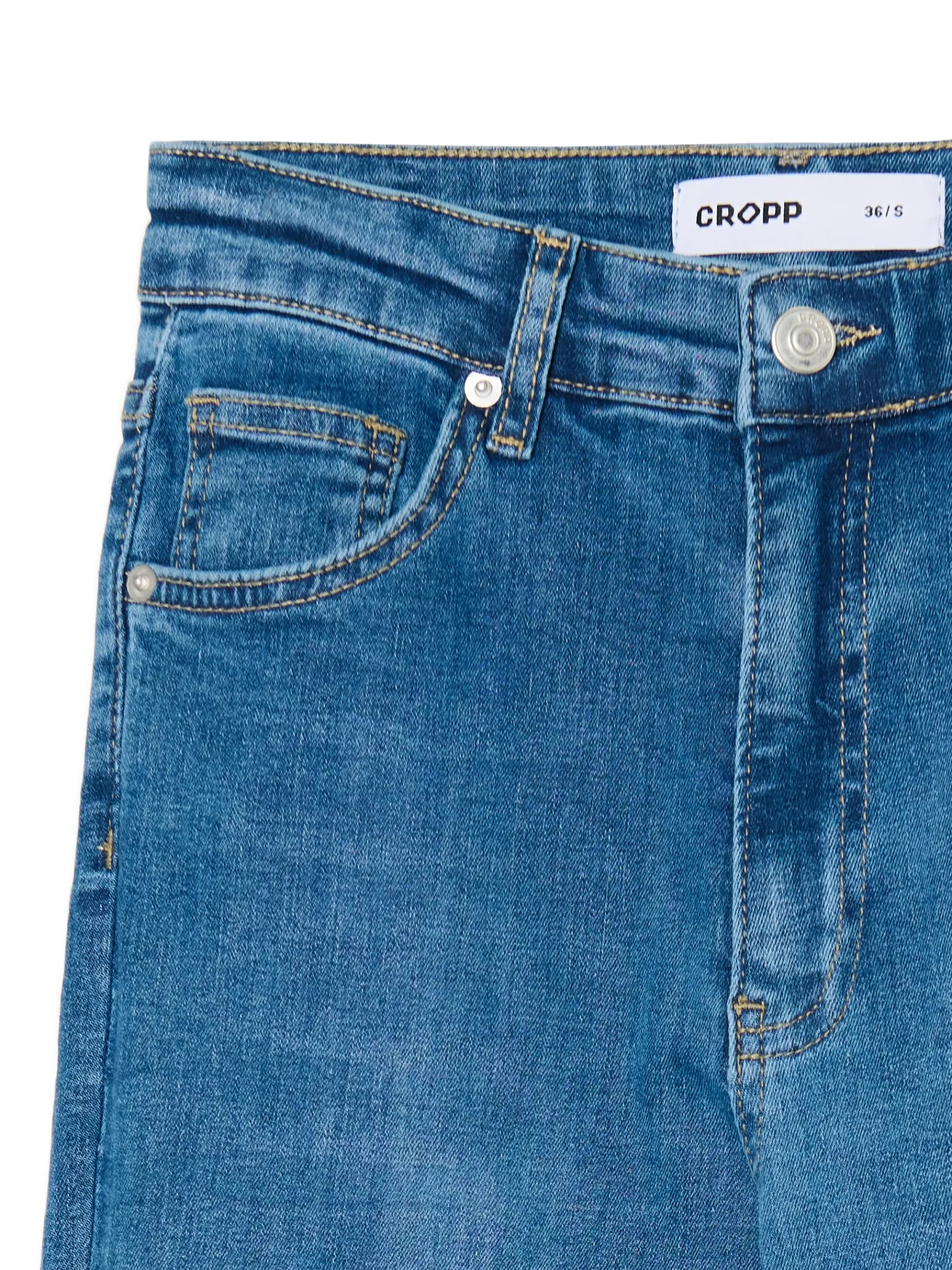 Outlet Cropp Jeansowe spodnie slim flare niebieski
