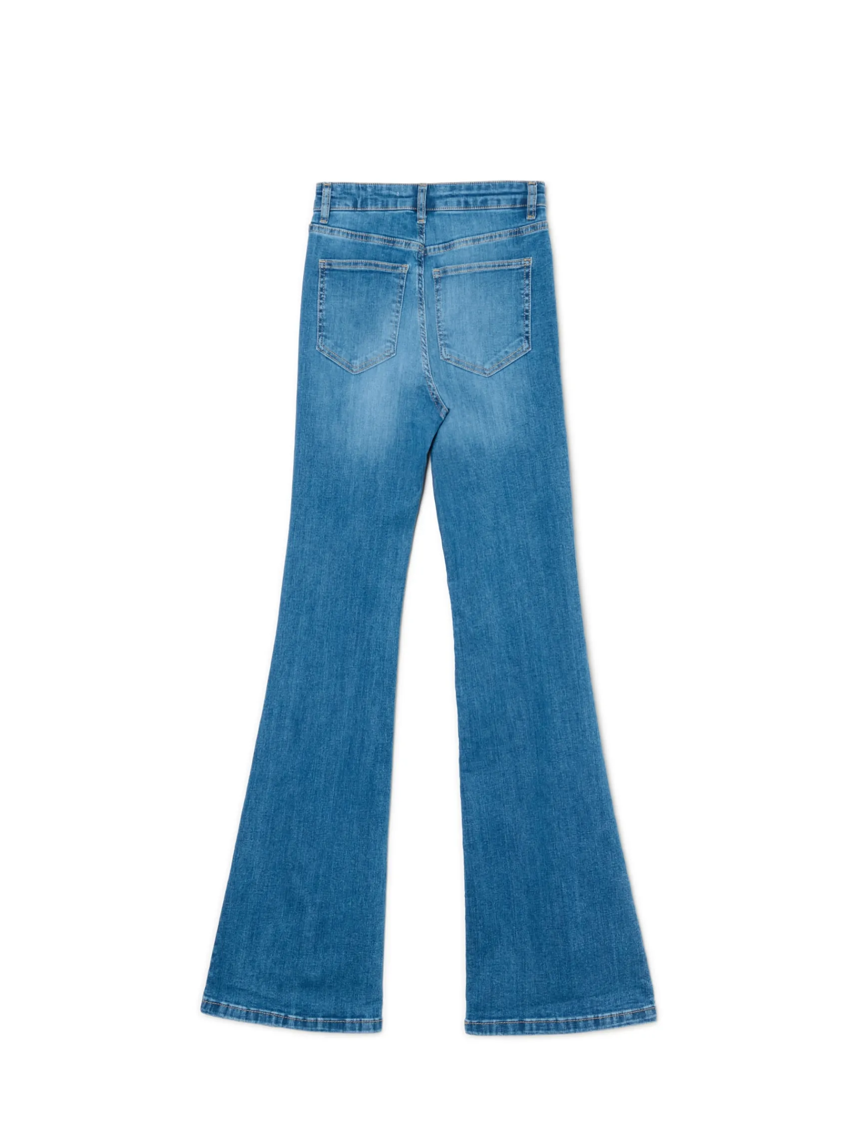 Outlet Cropp Jeansowe spodnie slim flare niebieski