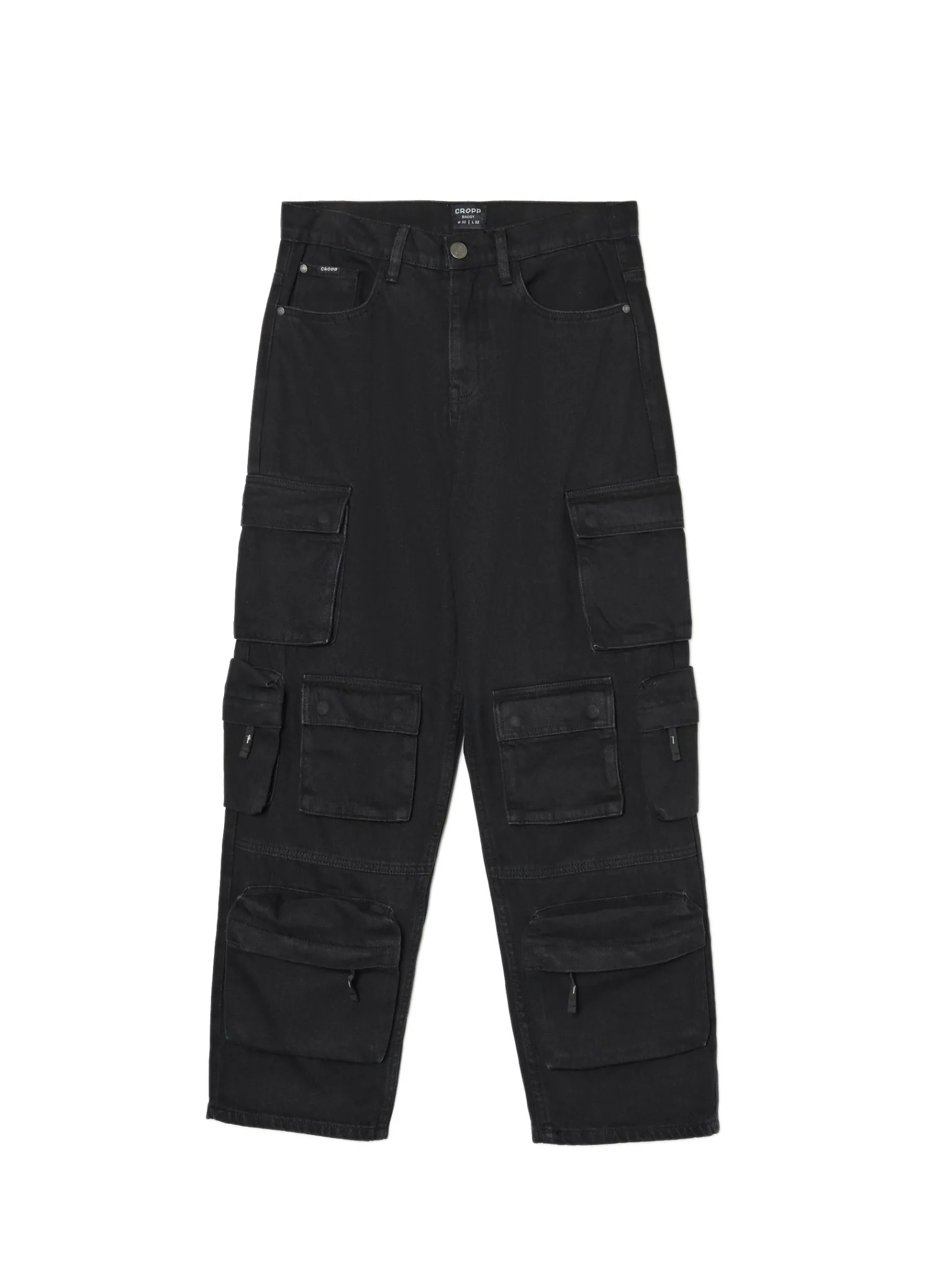 Discount Cropp Jeansy baggy multipockets czarny