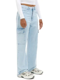 New Cropp Jeansy baggy PETITE niebieski
