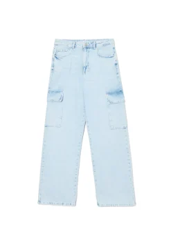 New Cropp Jeansy baggy PETITE niebieski