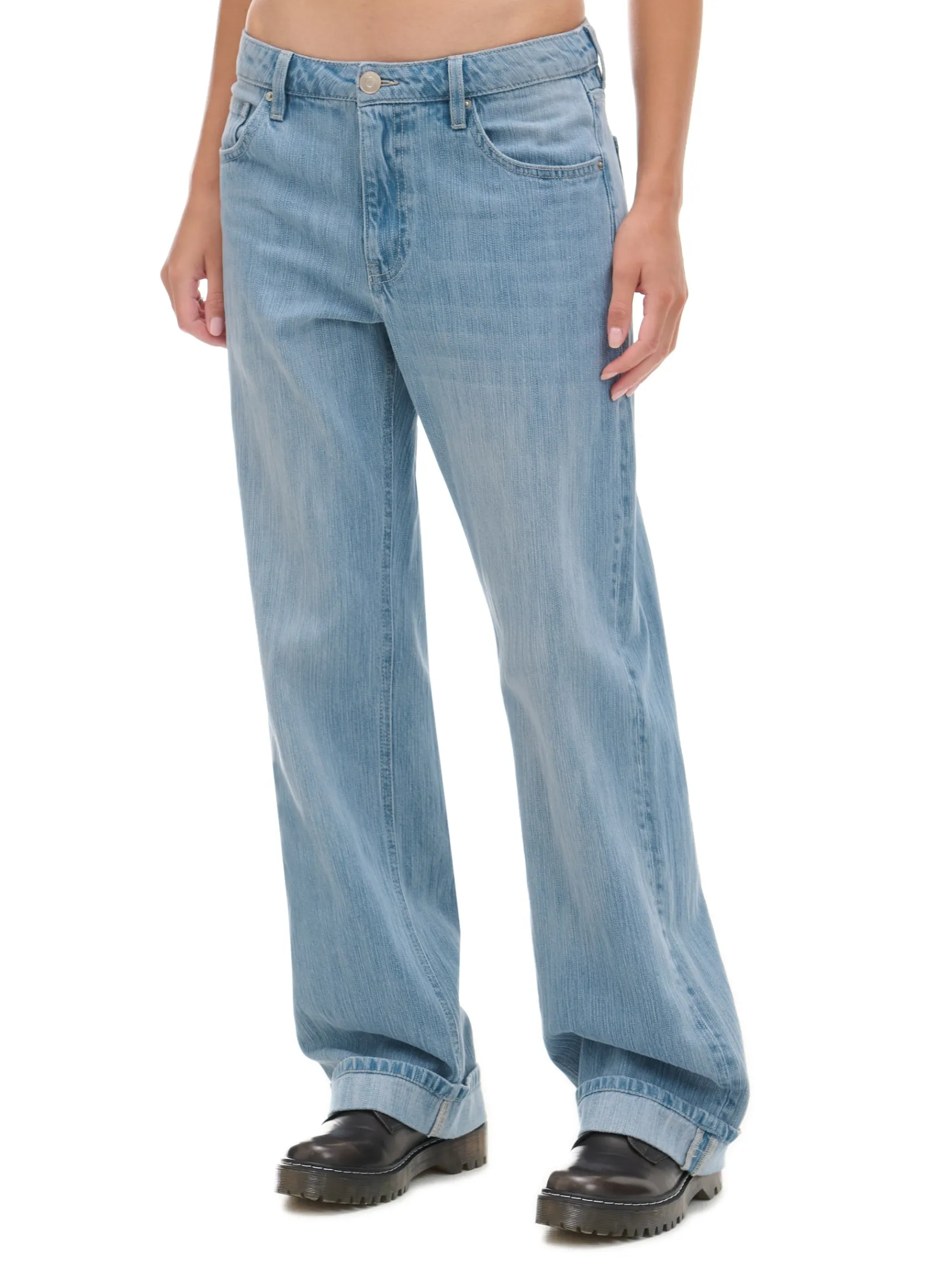New Cropp Jeansy baggy w stylu vintage niebieski