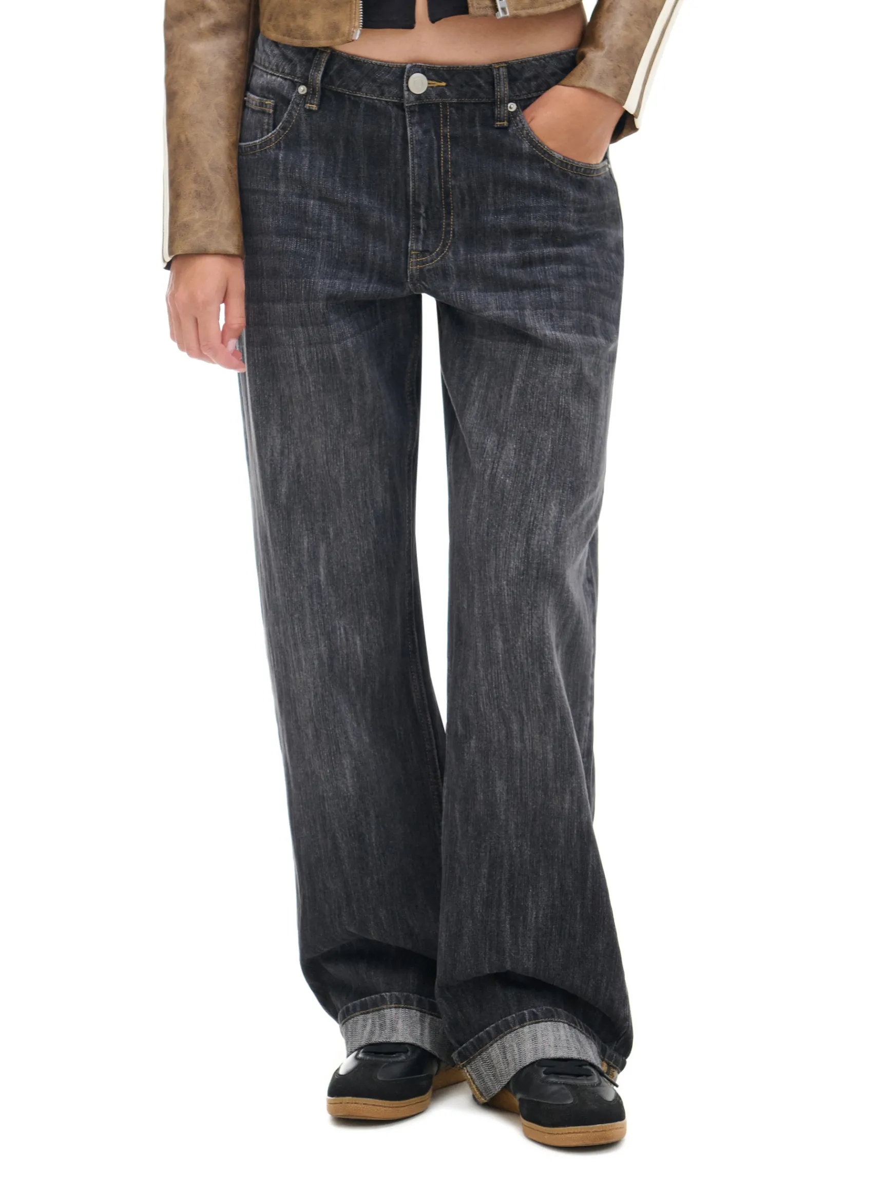 Online Cropp Jeansy baggy w stylu vintage szary