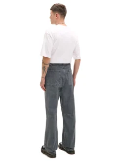 Sale Cropp Jeansy baggy z dekoracyjnymi przeszyciami surowygranatowy