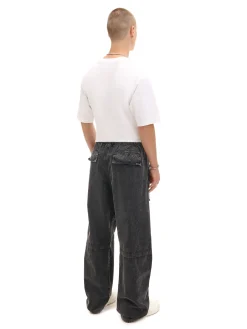 Discount Cropp Jeansy baggy z efektem znoszenia szary