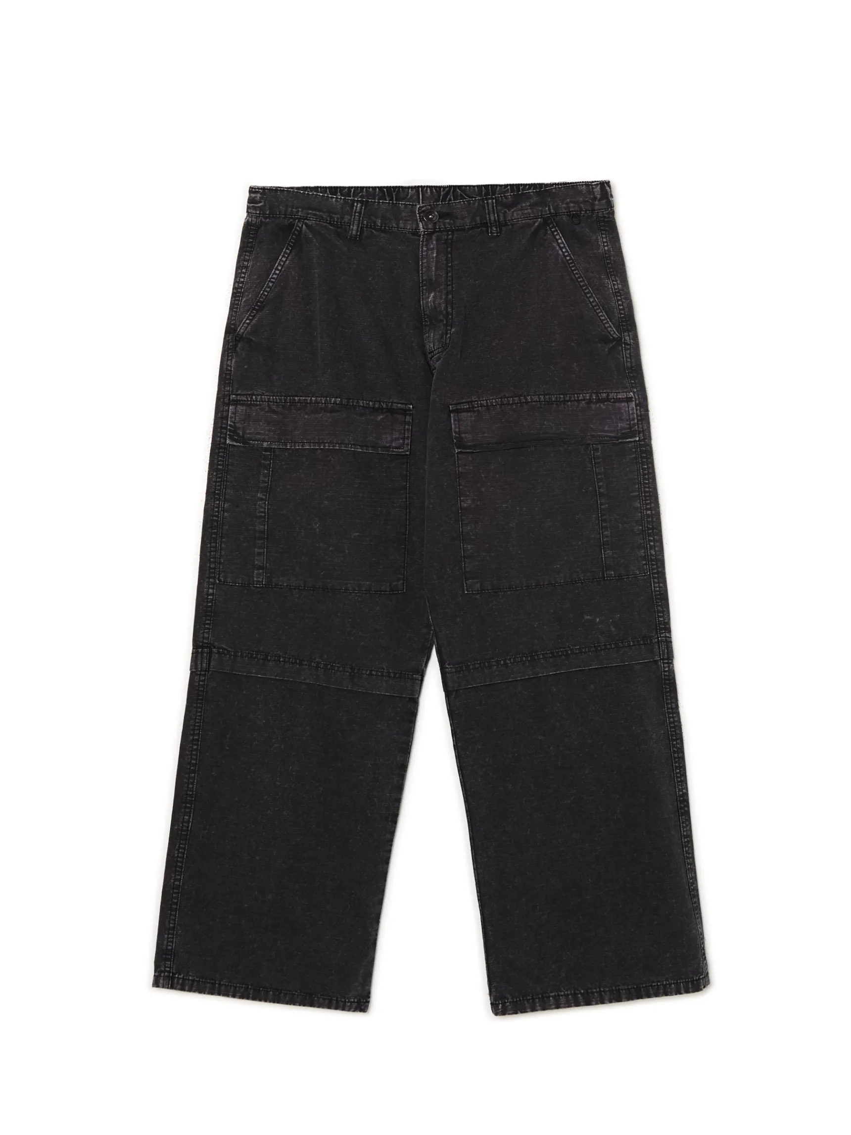 Discount Cropp Jeansy baggy z efektem znoszenia szary