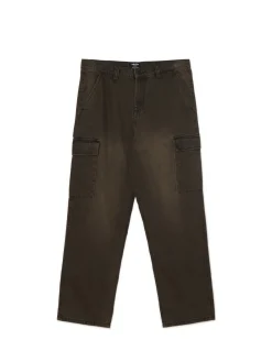 Fashion Cropp Jeansy baggy z kieszeniami cargo brązowy