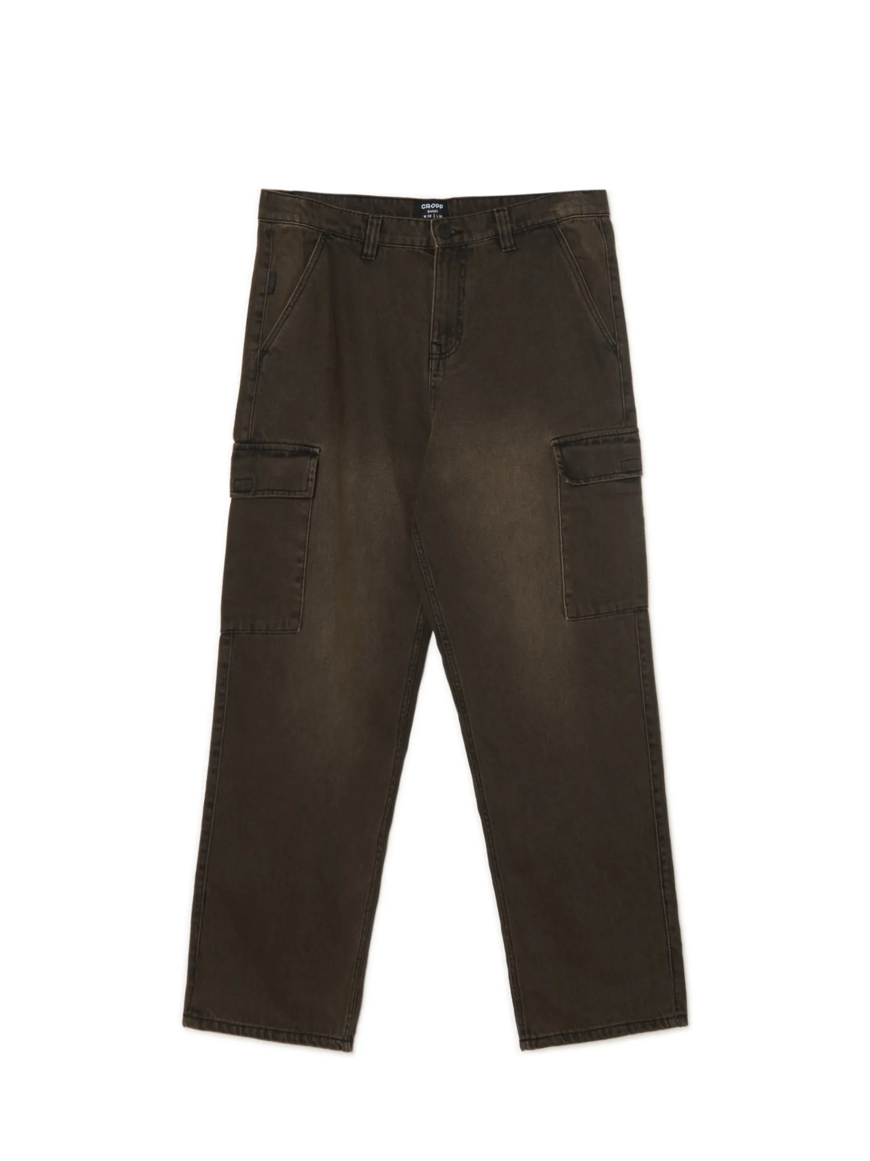 Fashion Cropp Jeansy baggy z kieszeniami cargo brązowy
