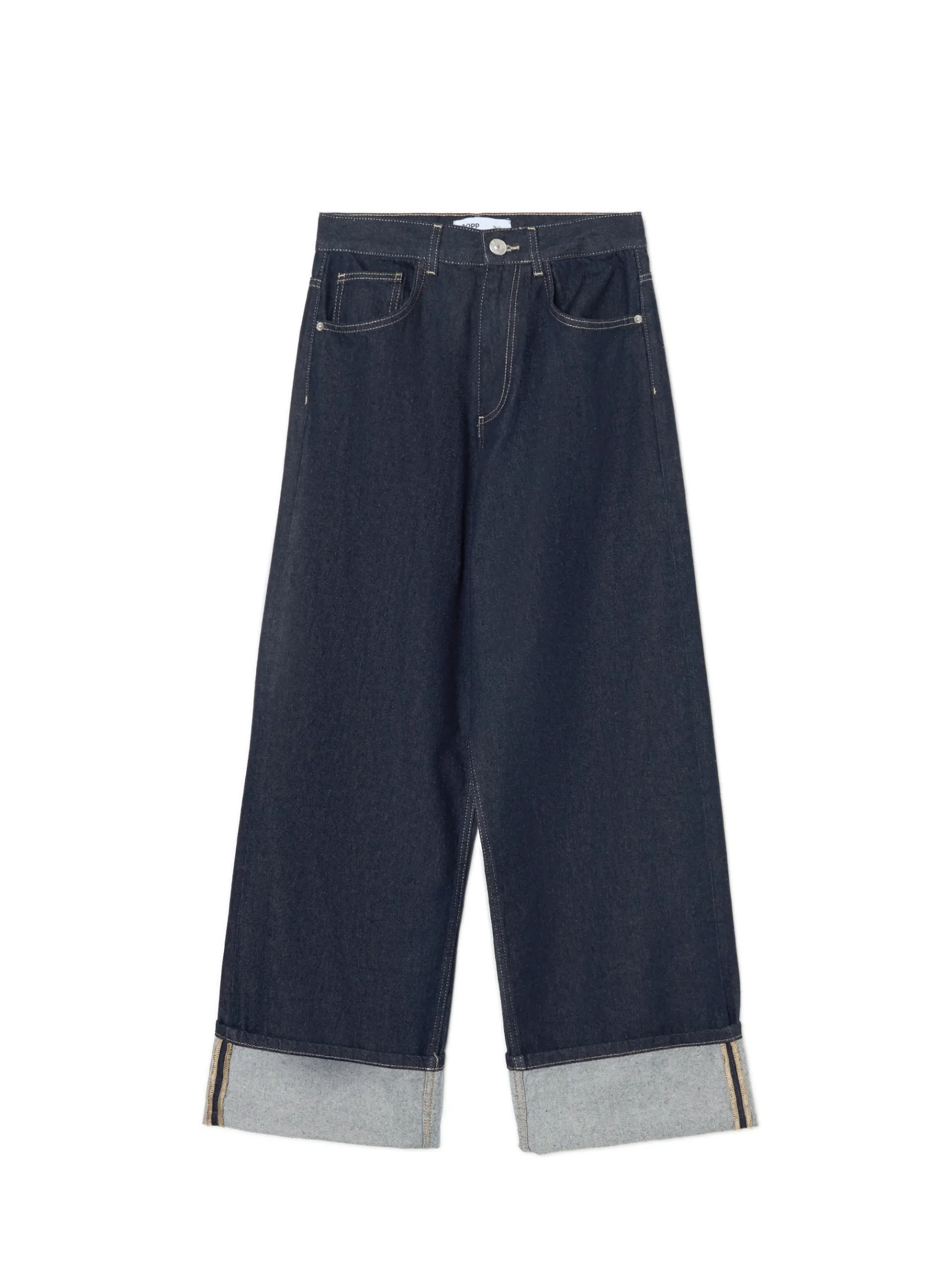 Fashion Cropp Jeansy baggy z podwiniętymi nogawkami granatowy