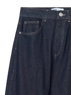Fashion Cropp Jeansy baggy z podwiniętymi nogawkami granatowy