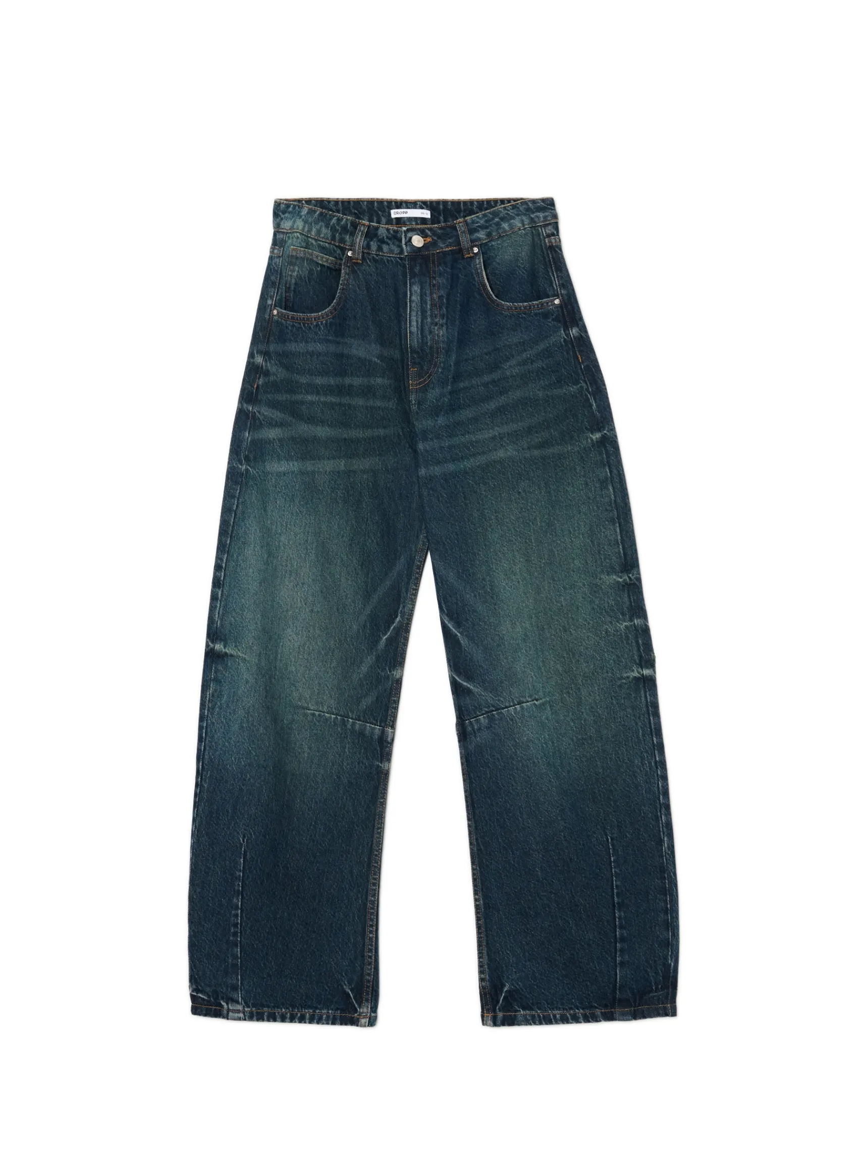 Online Cropp Jeansy balloon horseshoe niebieski