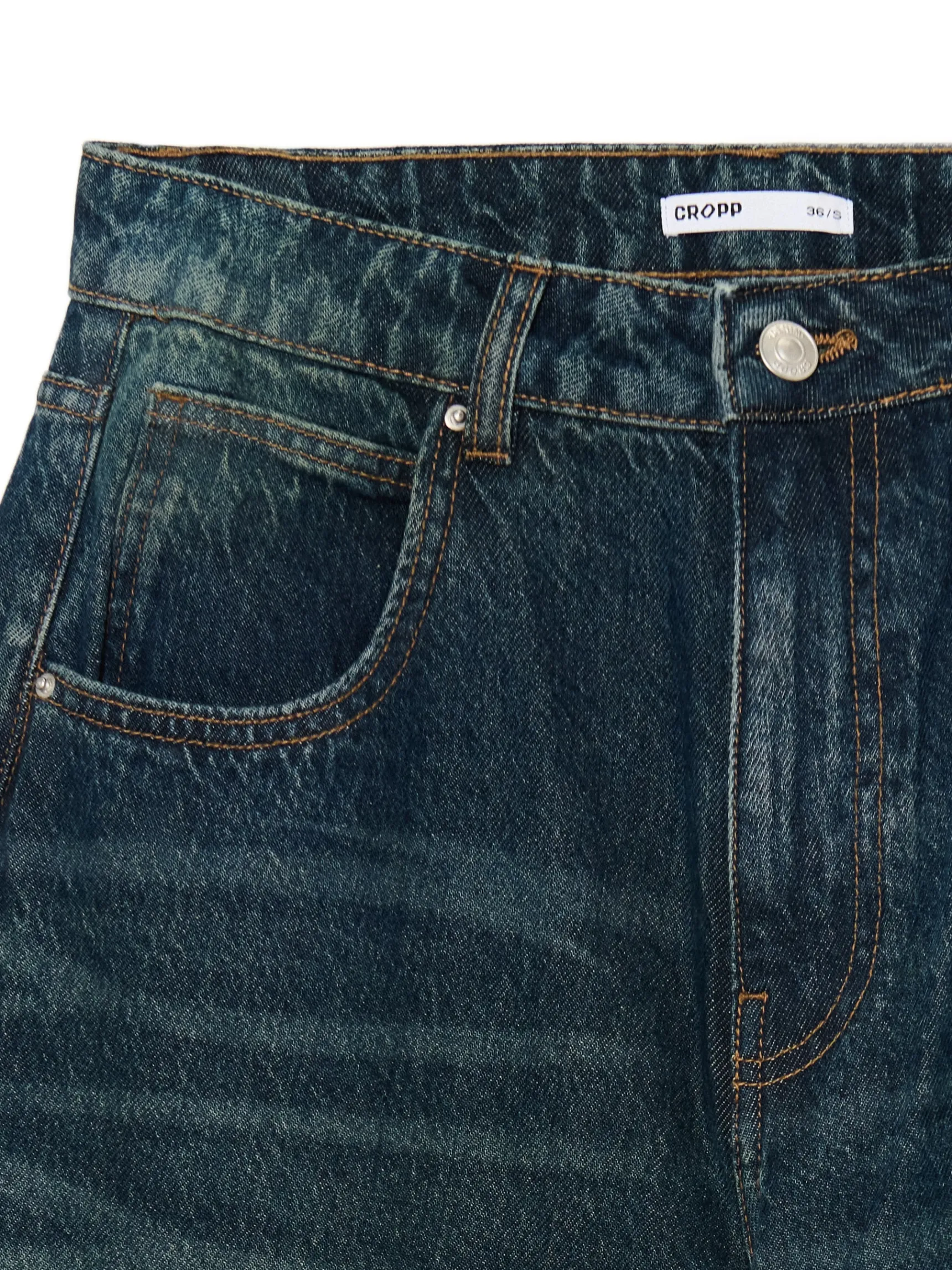 Online Cropp Jeansy balloon horseshoe niebieski