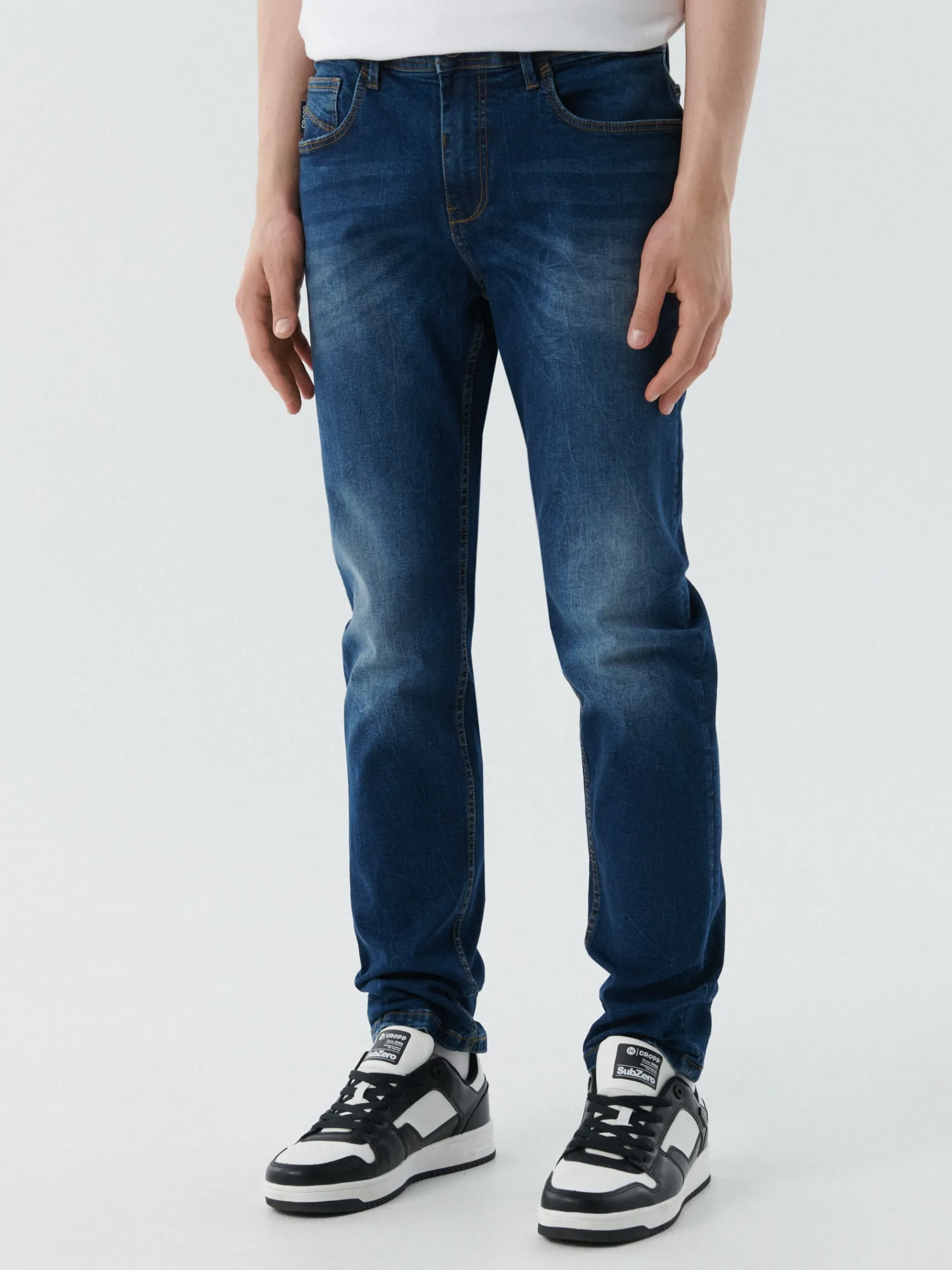 Best Cropp Jeansy męskie slim fit granatowy