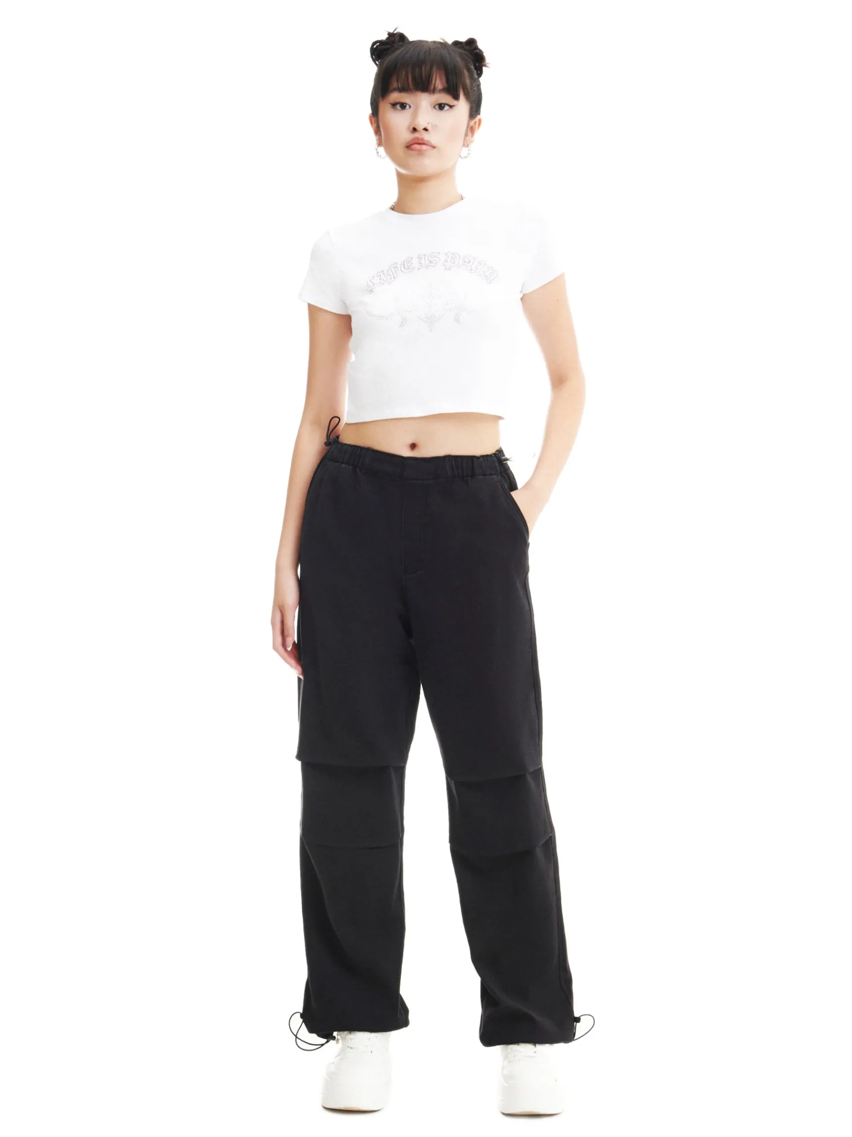 Best Cropp Jeansy parachute czarny