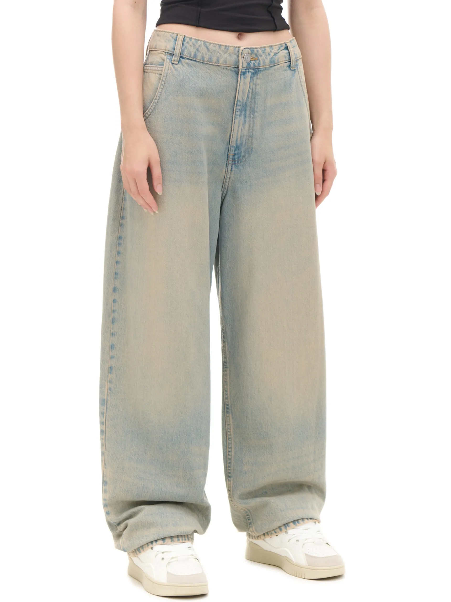 Sale Cropp Jeansy skater w stylu vintage niebieski