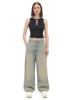 Sale Cropp Jeansy skater w stylu vintage niebieski