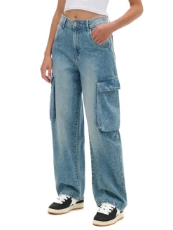 New Cropp Jeansy skater z efektem sprania niebieski