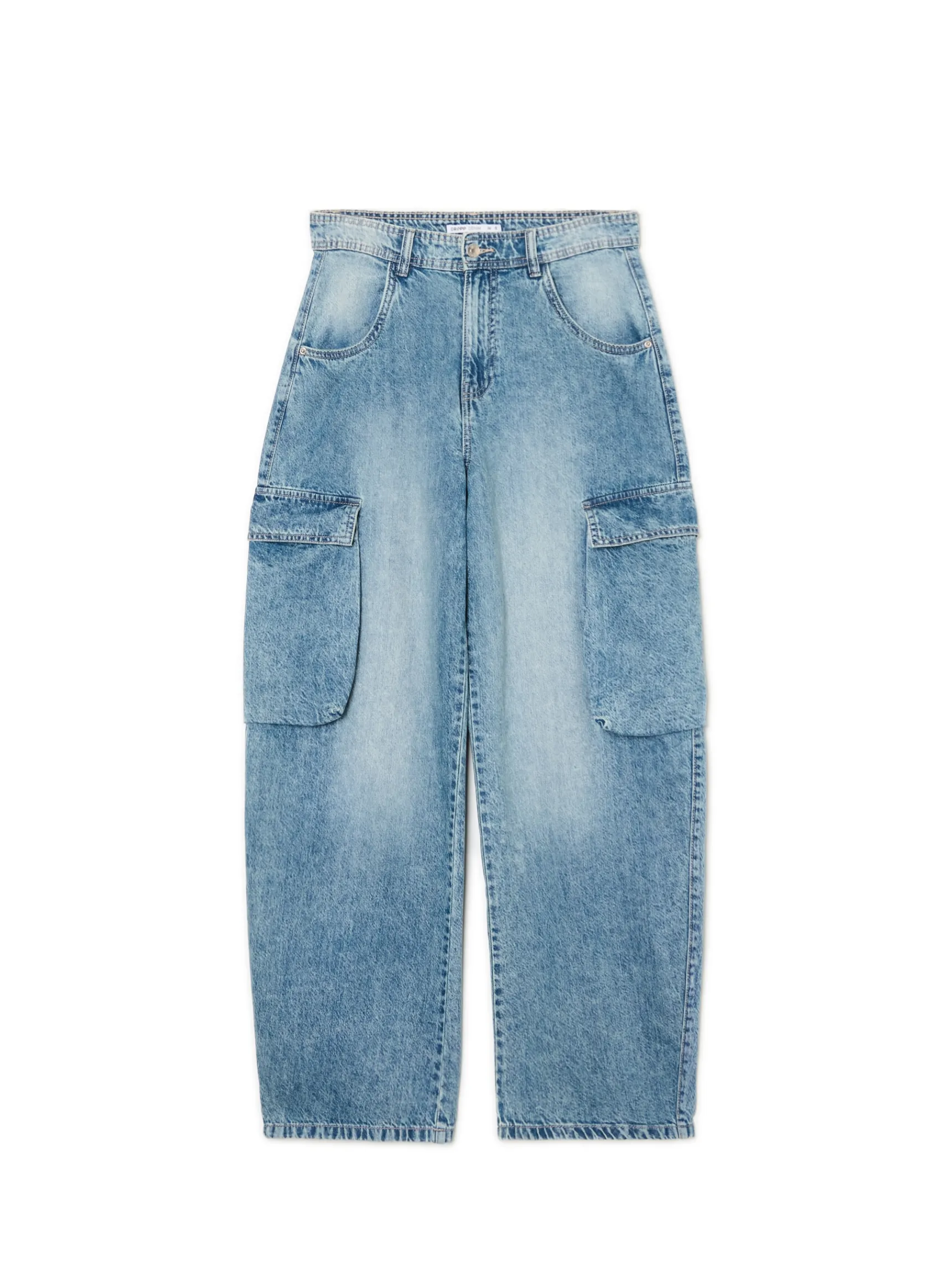 New Cropp Jeansy skater z efektem sprania niebieski