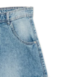 New Cropp Jeansy skater z efektem sprania niebieski