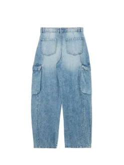 New Cropp Jeansy skater z efektem sprania niebieski