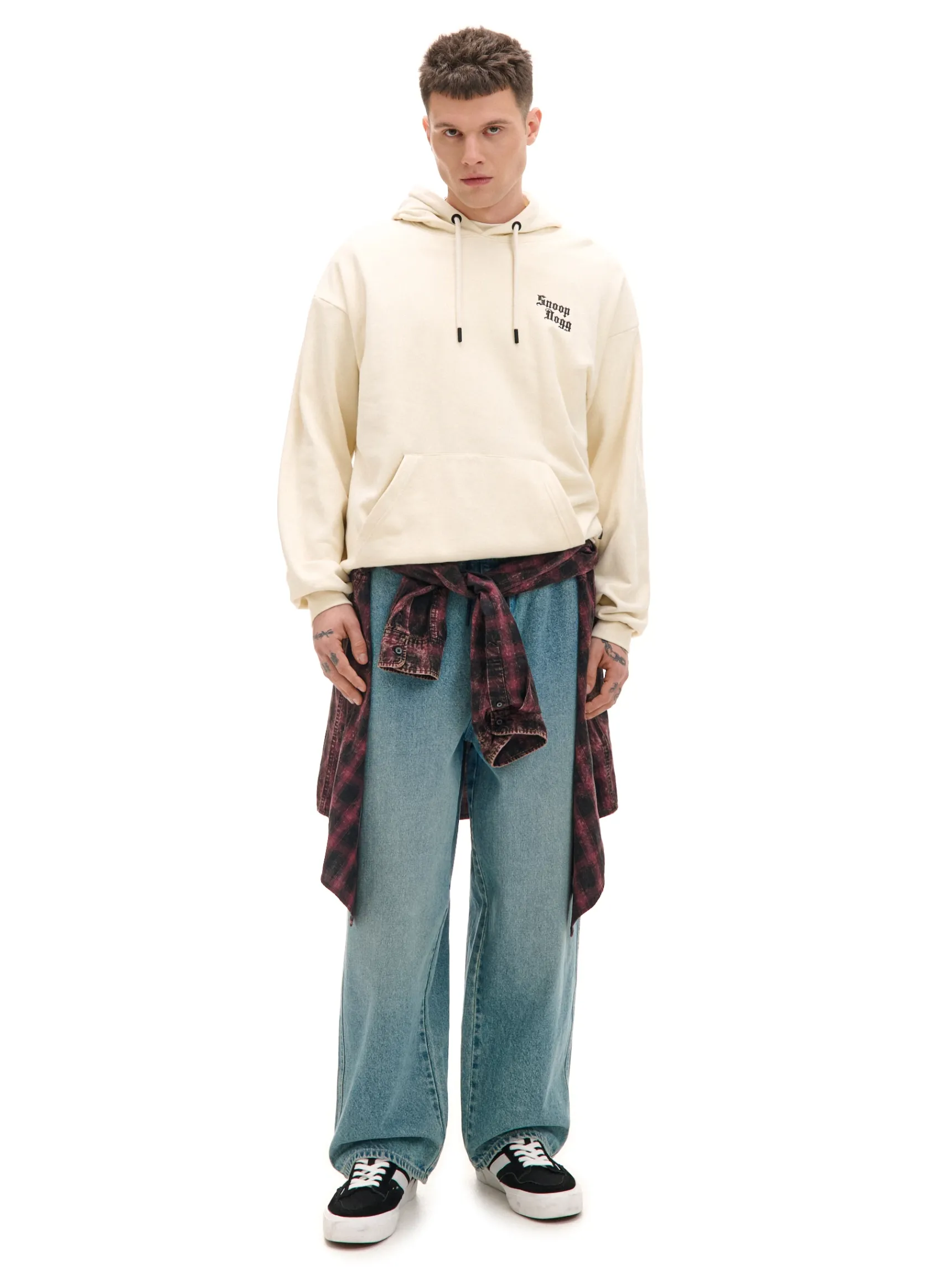 Clearance Cropp Jeansy skater z gumą w pasie niebieski