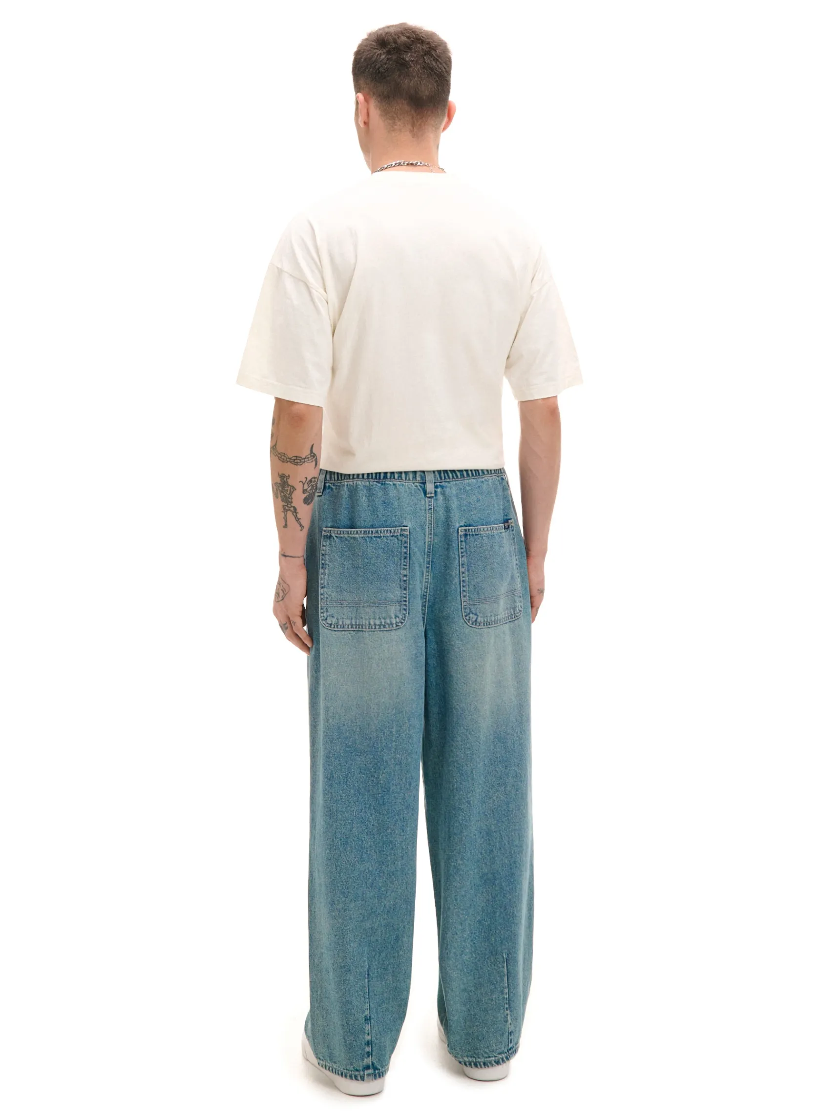 Clearance Cropp Jeansy skater z gumą w pasie niebieski