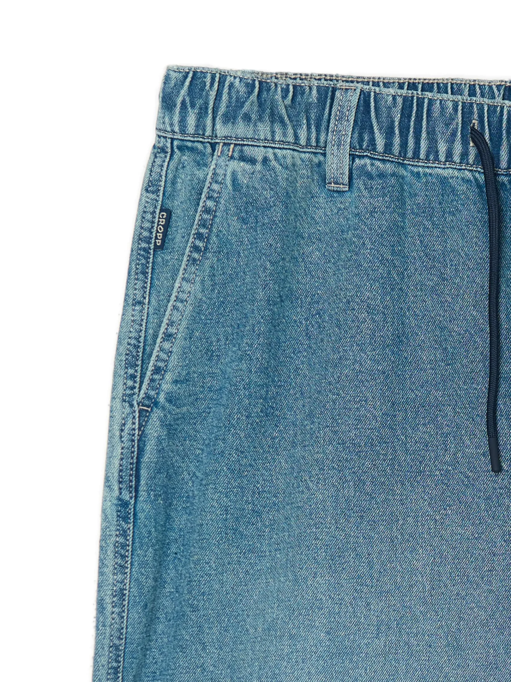 Clearance Cropp Jeansy skater z gumą w pasie niebieski