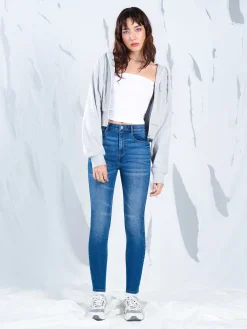 New Cropp Jeansy skinny z kieszeniami niebieski