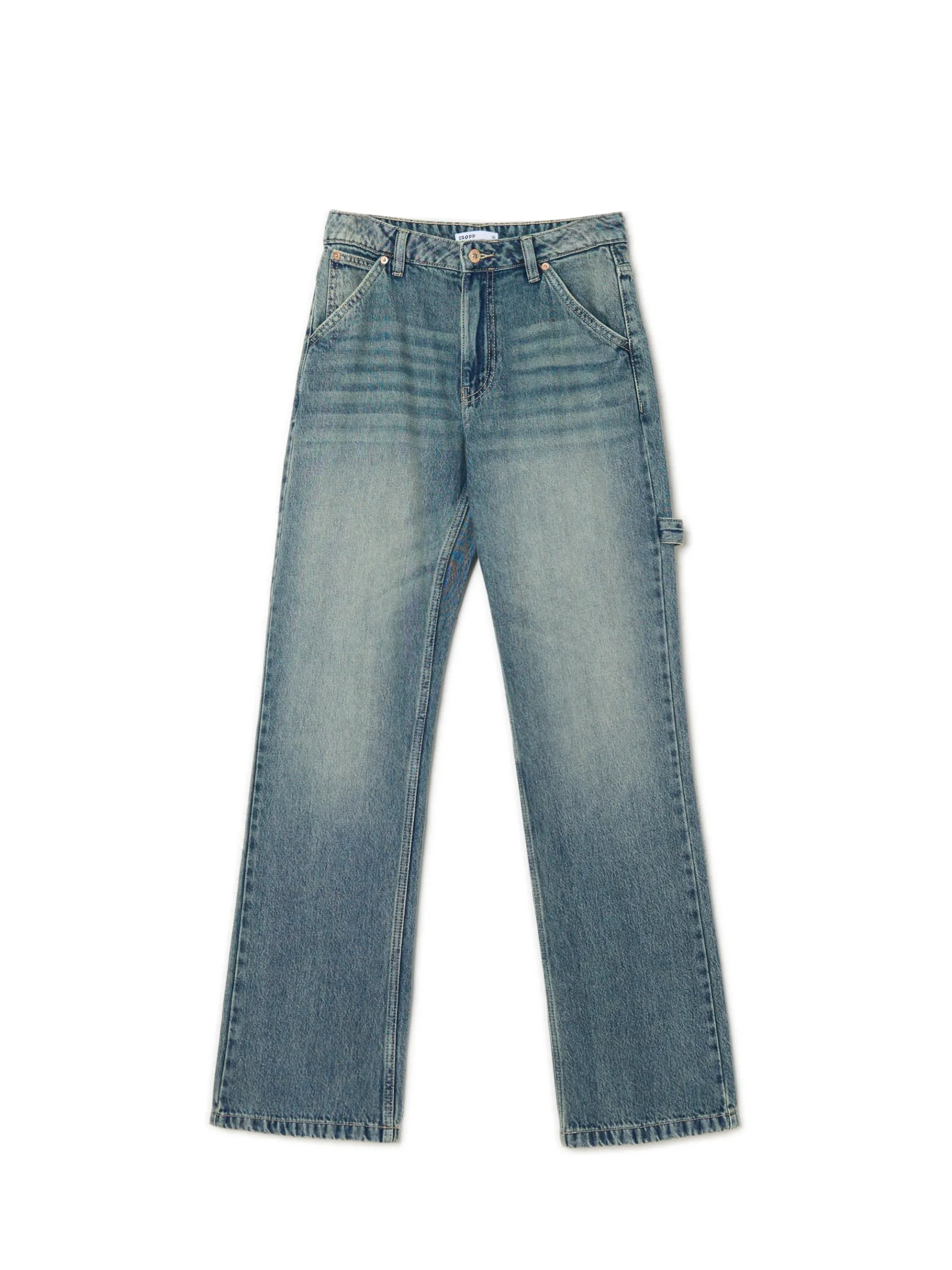 Discount Cropp Jeansy straight w stylu retro niebieski