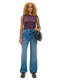 New Cropp Jeansy straight z efektem sprania niebieski