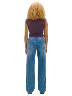 New Cropp Jeansy straight z efektem sprania niebieski