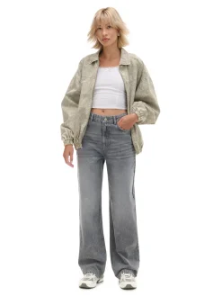 Sale Cropp Jeansy straight z wysokim stanem jasnyszary