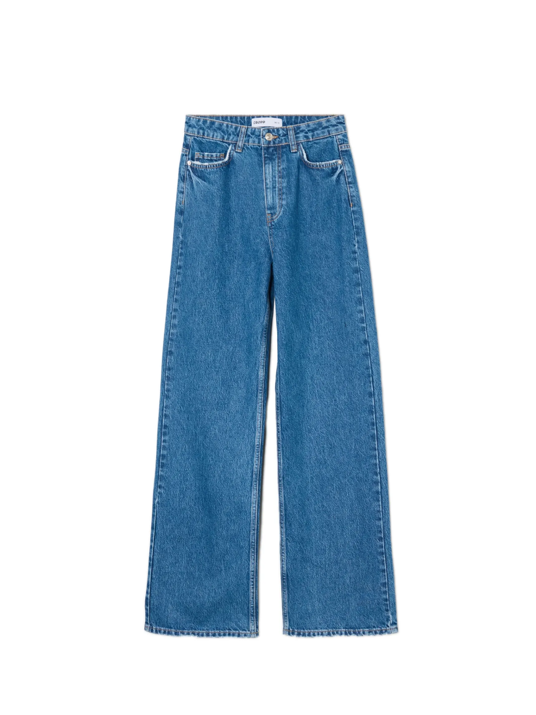 Sale Cropp Jeansy straight z wysokim stanem niebieski