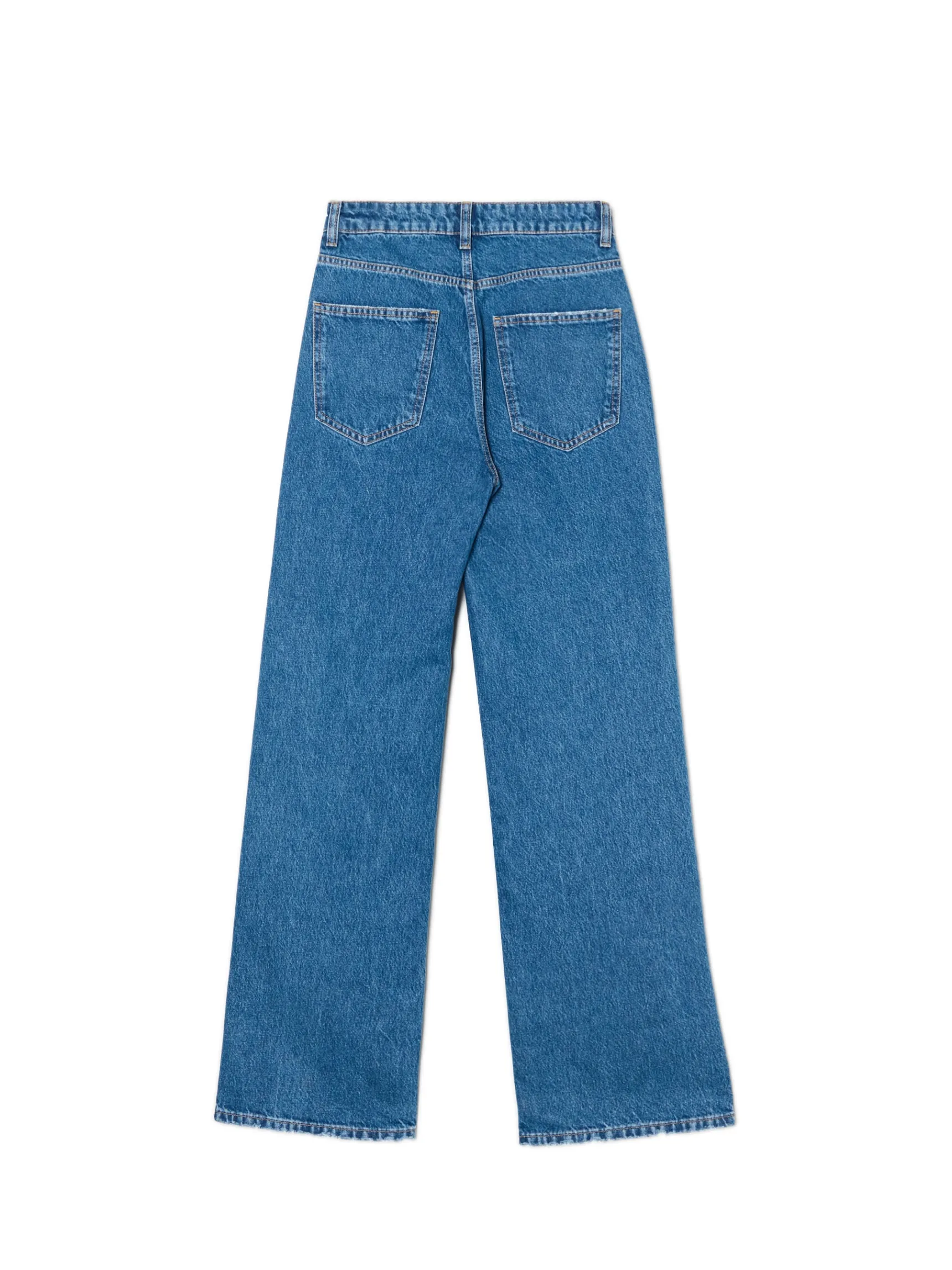 Sale Cropp Jeansy straight z wysokim stanem niebieski