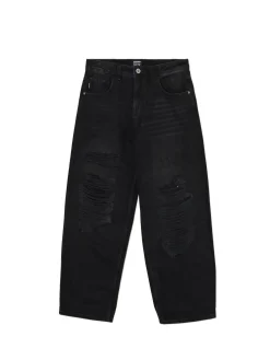 Fashion Cropp Jeansy super baggy z przetarciami czarny