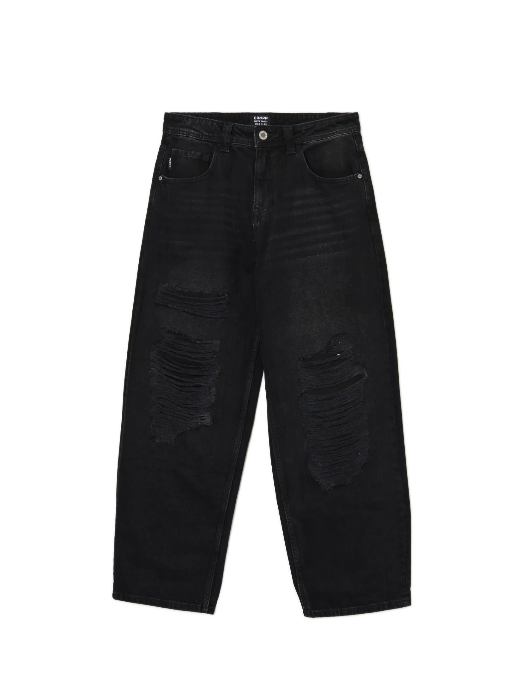 Fashion Cropp Jeansy super baggy z przetarciami czarny