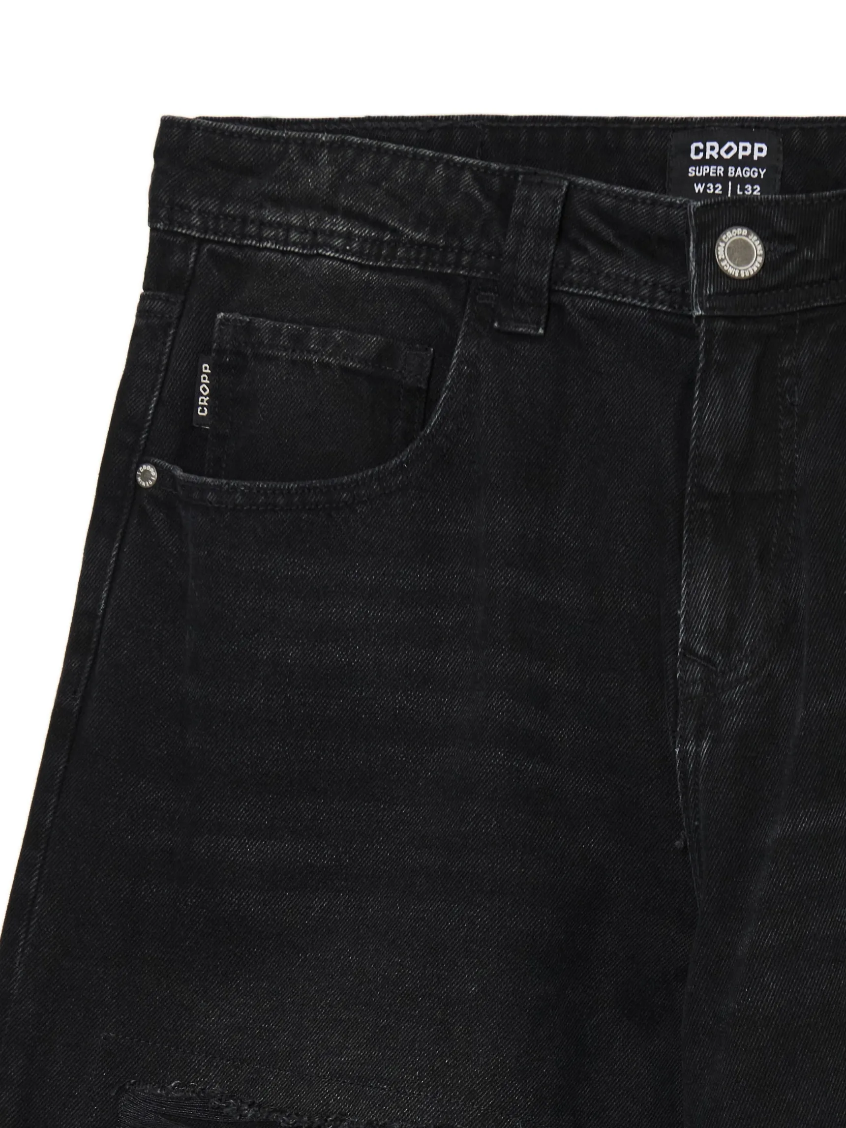 Fashion Cropp Jeansy super baggy z przetarciami czarny